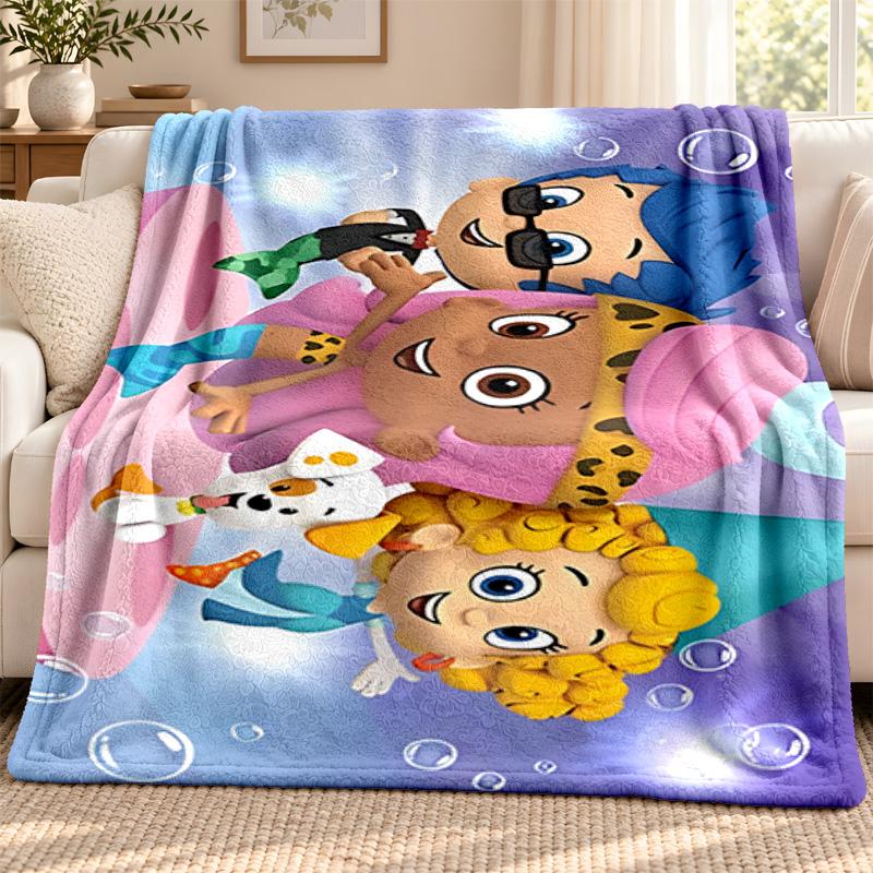 Bubble Guppies blanket Flannel Blanket Soft Cozy Plush Throw for Sofa Bed Lightweight Home Decoration Outdoor camping