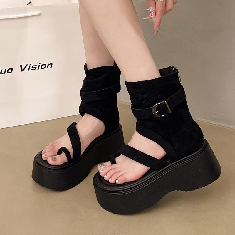Fashion Flats Platform Women Sandals Clip Toe Cozy Fashion Shoes Casual Dress Ankle Cool Boots 2025 Autumn Designer New Chaussure Femme