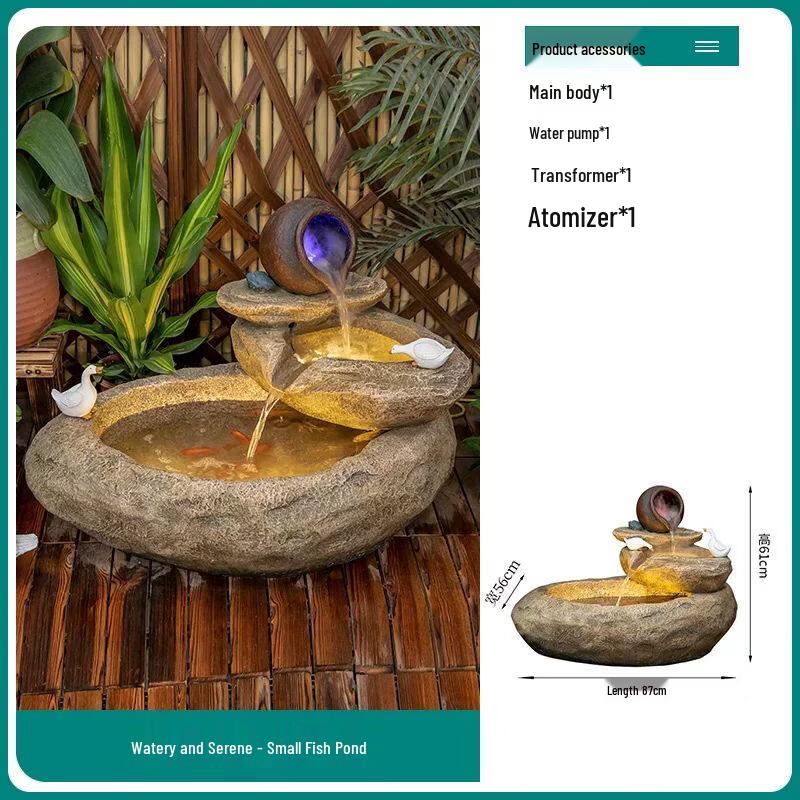 Outdoor Balcony Fish Pond Fountain Water Feature