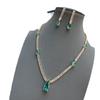 Hole Blue Water Drop Necklace Zircon Luxury Fashion Women'S Necklace Earrings Set Jewelry