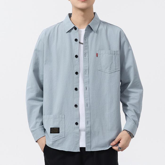 

New Spring Solid Color Shirt Wears Men s Fashionable Casual Cotton Shirt 4XL