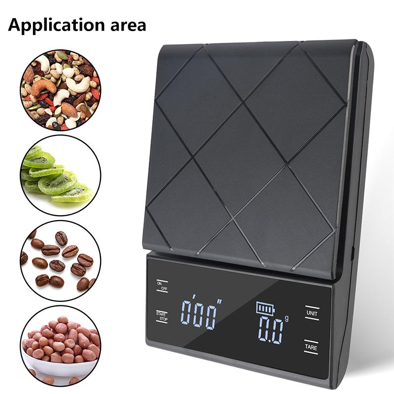 Digital Coffee Scale With Timer Led Screen Espresso Usb 3Kg Max.Weighing 0.1G High Precision Measures Kitchen Scale