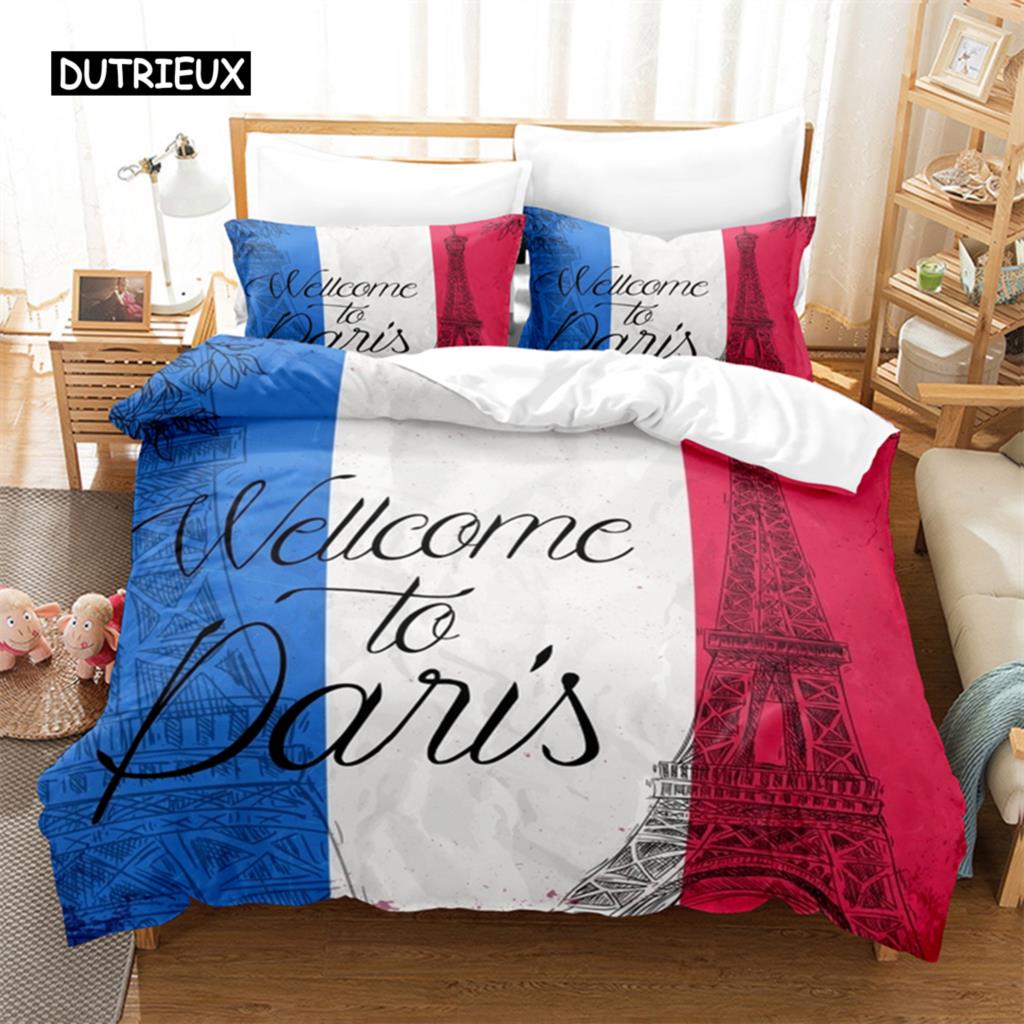 Eiffel Tower Bedding Set Duvet Cover Set 3d Bedding Digital Printing Bed Linen Queen Size Bedding Set Fashion Design