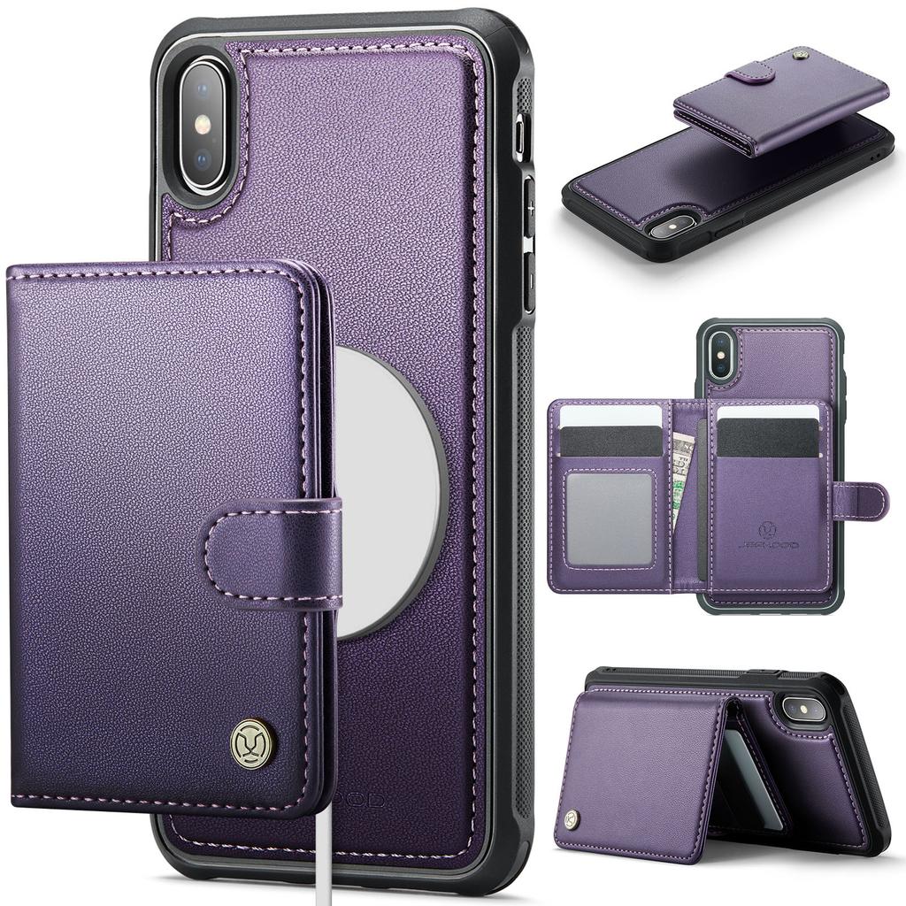 For iPhone XS 5.8 inch/iPhone X Case JEEHOOD J09 RFID Blocking Card Holder Leather Back Phone Cover Compatible with MagSafe