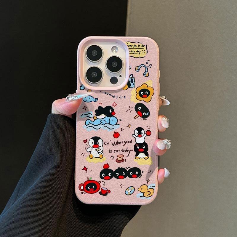 Case For Redmi Note 14 4G 13 12 PRO 5G Plus 11S 13C 14C 12C 12 13 A5 A3 Bracelet Chain Cute Pingu PU Leather Cover