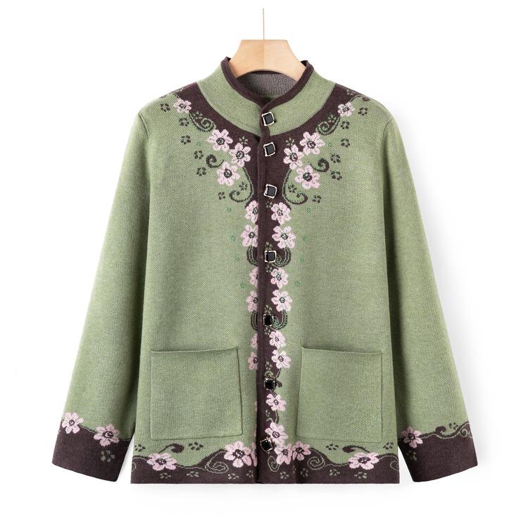 

Вязаный свитер для среднего и пожилого возраста, осенний свитер-жакет, для пожилой бабушки, осенний новый кардиган, модный костюм для мамы 4XL