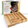 Bamboo Expandable Drawer Organizer for Utensils Holder, Adjustable Cutlery Tray, Wood Drawer Dividers Organizer for Silverware