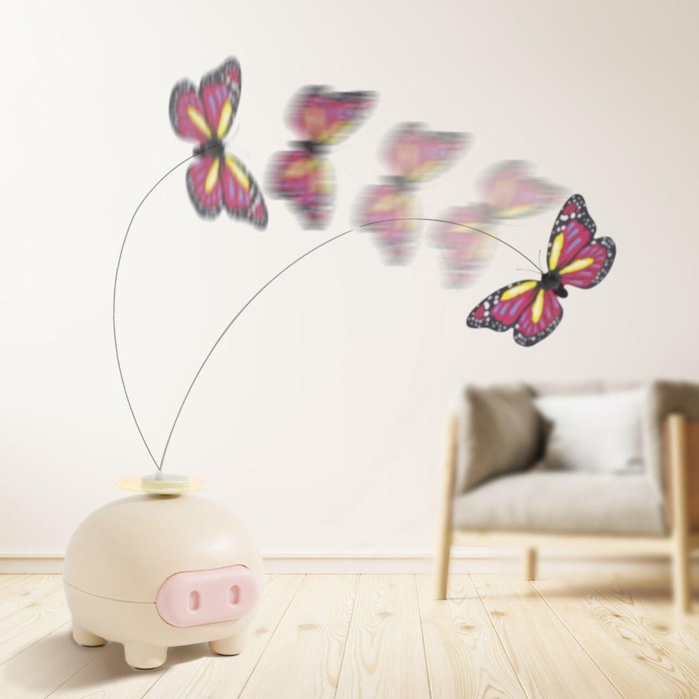 Haustierzubehör Rotierendes Elektrisches Katzenspielzeug Rutschfestes Automatisches Katzen-Neckspielzeug Niedlicher Schmetterling Schwein Haustierspielzeug Interaktiv