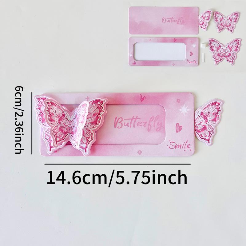 3D Butterfly Greeting Card Pull-Tab Surprise Letter with Envelope Birthday Card for Her Kawaii Cartoon Stationery Gift Bestie