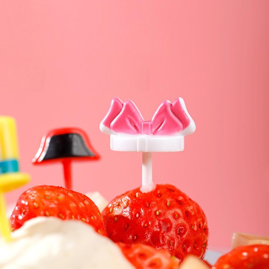 Plastic Fruit Forks Cute Mini Bento Signs Plastic Bento Decorations Fruit Dessert Forks Plastic Material 2 Styles Choose