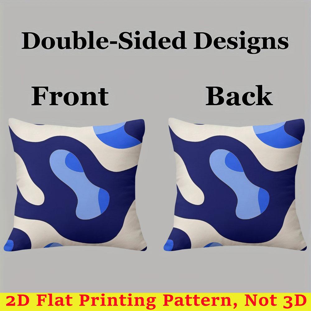 Blue Curved Camouflage square Jacquard Pillow Cover for Sofa Office Waist Cushion Cover Home Decorative Pillowcase