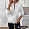 IHUASU Women's Fashion Zip-up collar Casual Solid Color Print Autumn Winter Hoodie Elegant