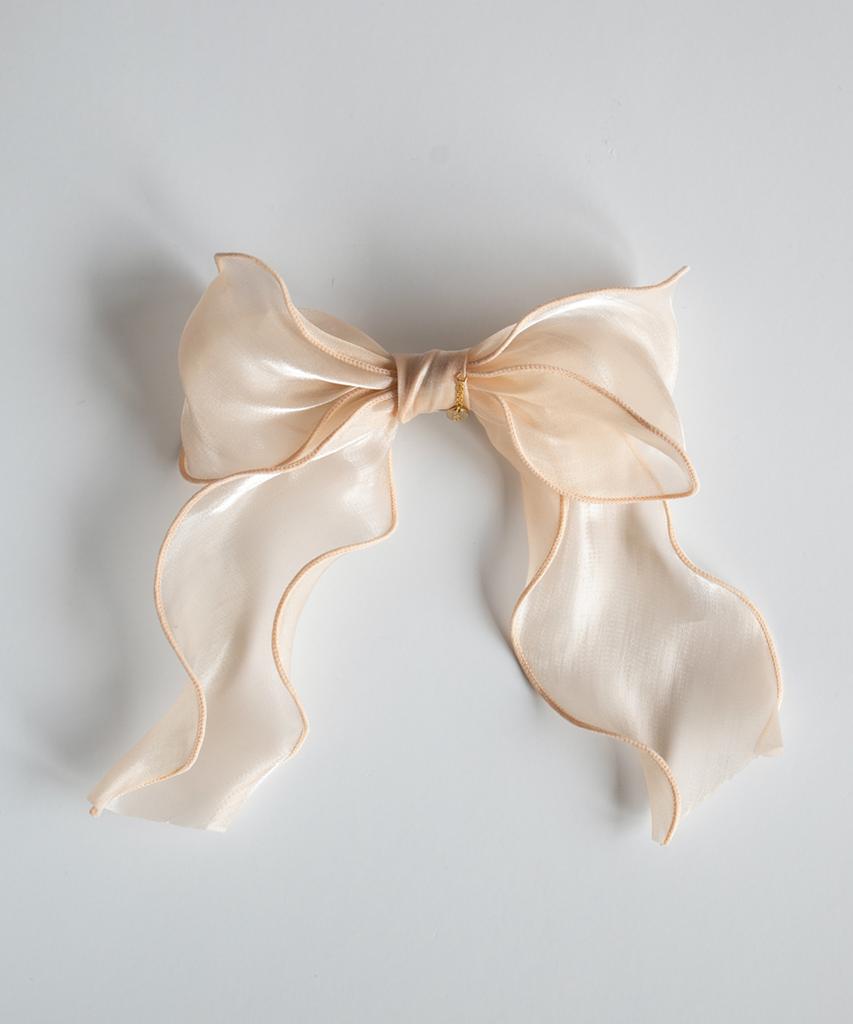 Merrymotive Salmon Organza Ruffle Ribbon Hairpin