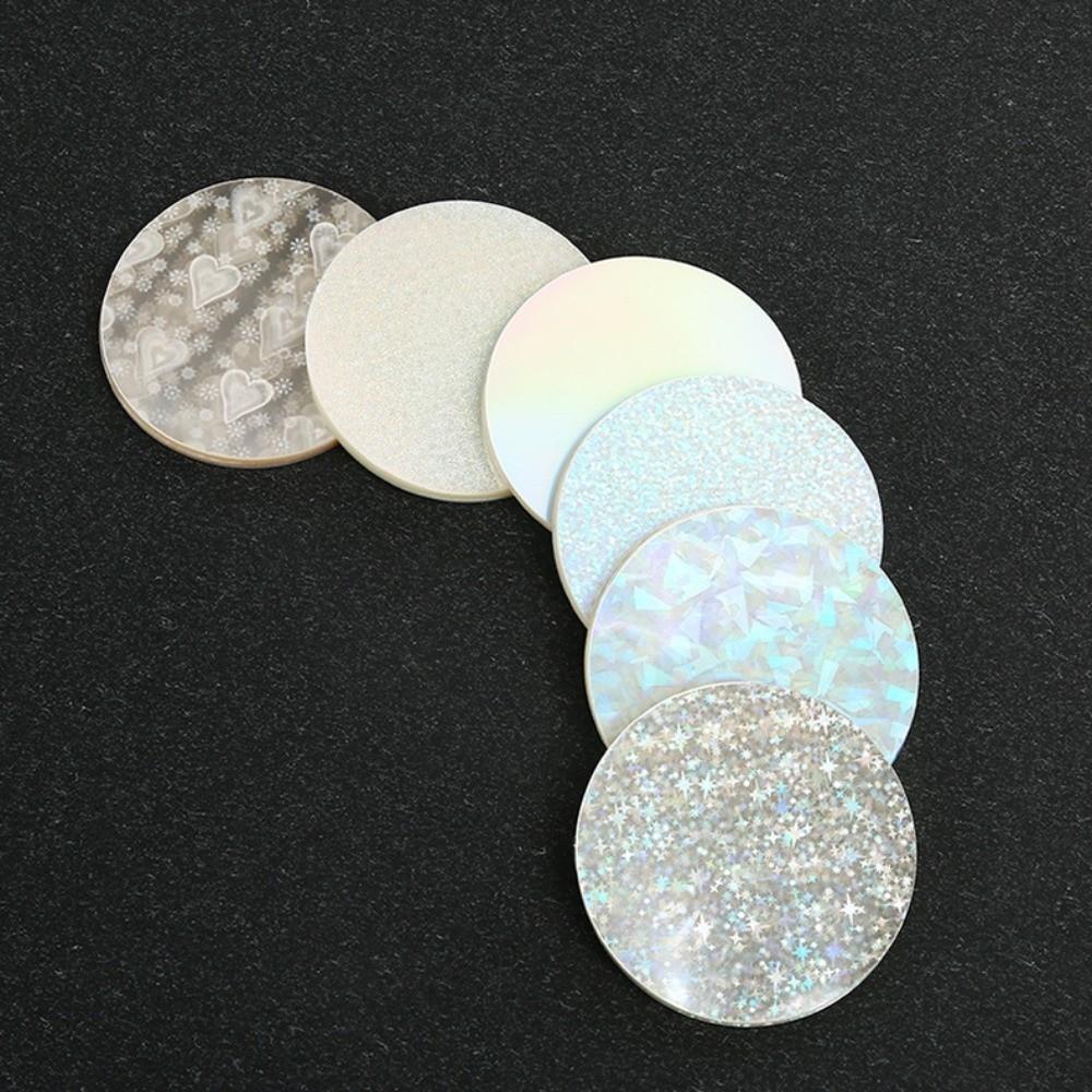 100Pcs Round Laser Film Badge Covers Star Pattern Multiple Styles Transparent Badge Film DIY Making PVC For 58mm Badge