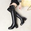 Fashion Winter Thigh High Boots Women Genuine Leather Natural Wool Women Long Boots High Heels Large Size Women Over Knee High Boots