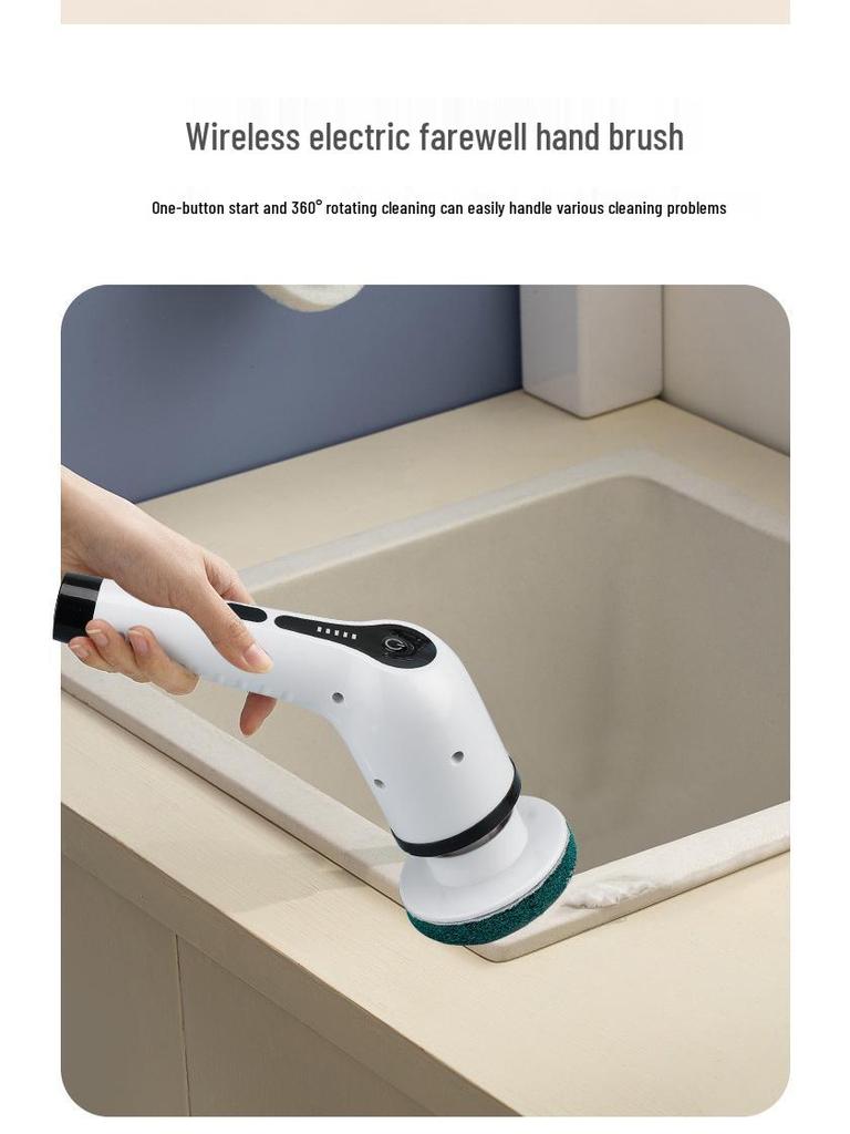7-i-1 Sladdlös Elektrisk Rengöringsborste med Utdragbart Långt Handtag för Badrum och Golv