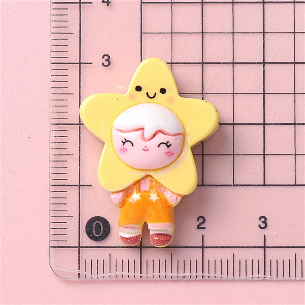 5PCS Resin Colorful Princess Burger Donut Star Cartoon Man Flat Back Stone Figurines Scrapbook DIY Bow Decor Accessories Crafts