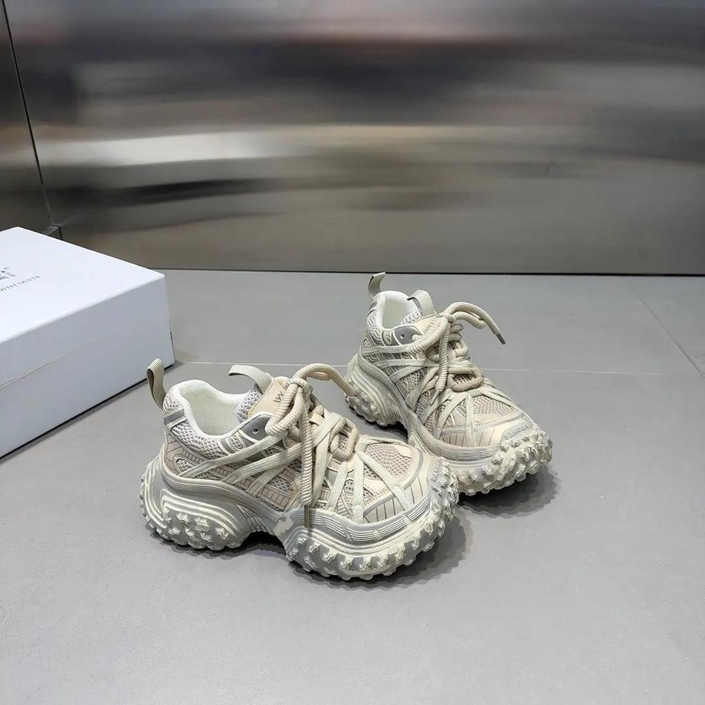 Breathable Clunky Sneakers Women's Autumn New Retro Distressed Thick Bottom Heightened Sneakers