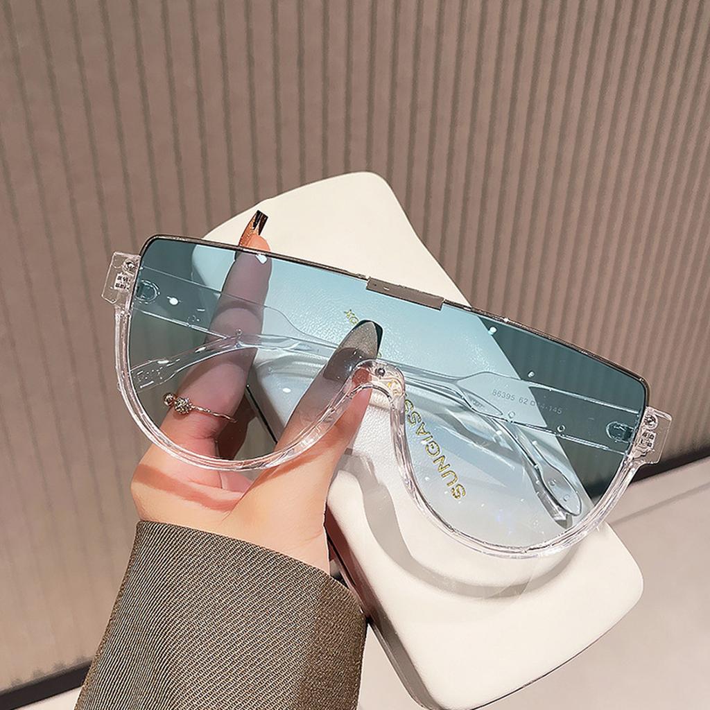 Fashion Large One-piece Lens Sunglasses For Women With Big Faces And Thin Brown Street Shooting Sunglasses For Men Trendy Internet Celebrities