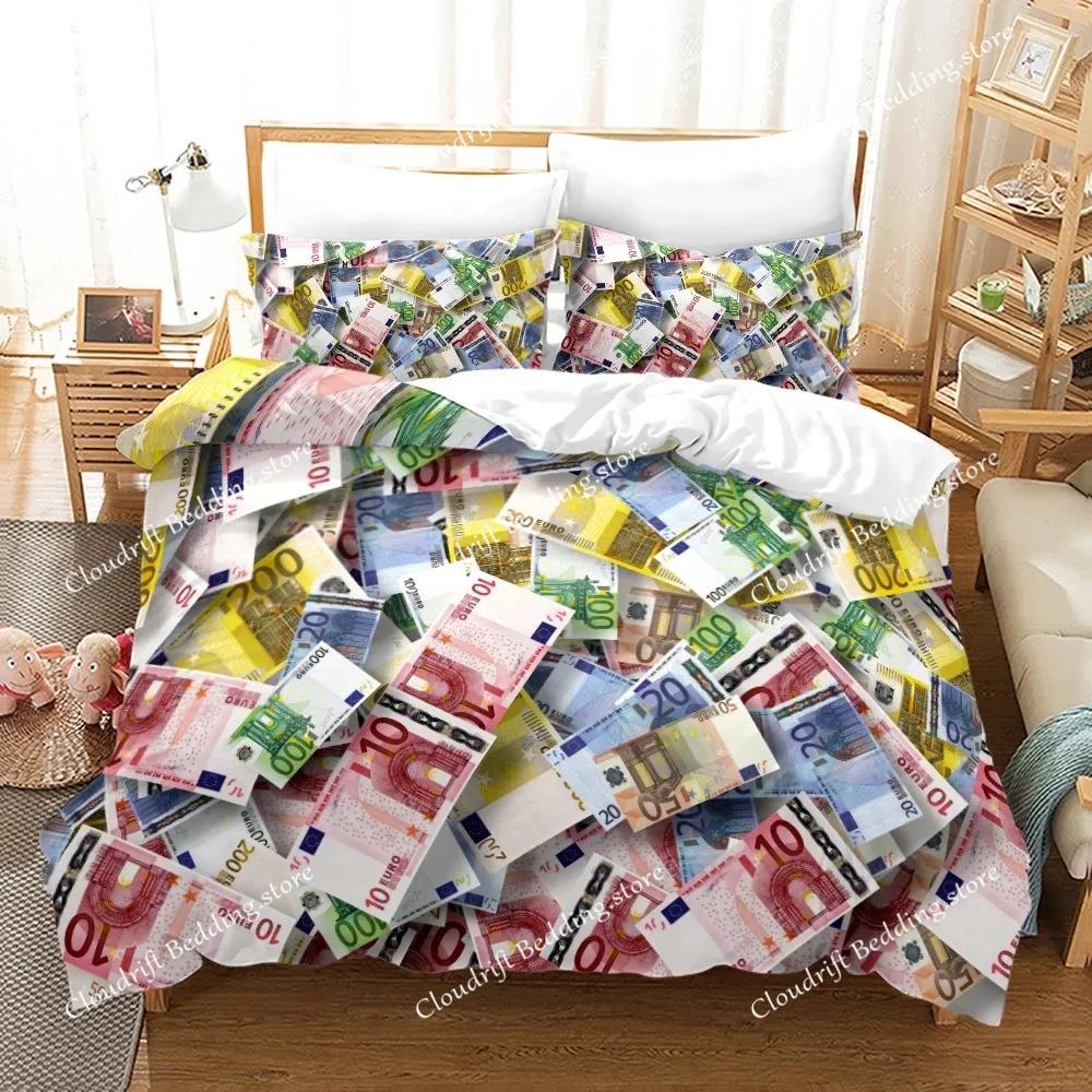 Money Print Duvet Cover KingQueen Size,Dollar Bills with The Portrait of Ben Franklin,Decorative Polyester Bedding Set