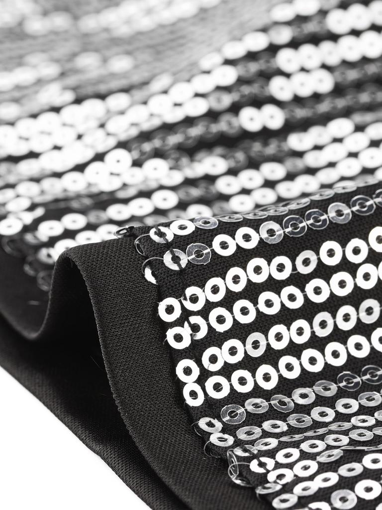 Allegra K Crop Camisole Tank Top with Halter Neck and Cutout Shiny Perfect for Christmas and Silver Size M Women's V-Neck, Sequins, Parties, Black,