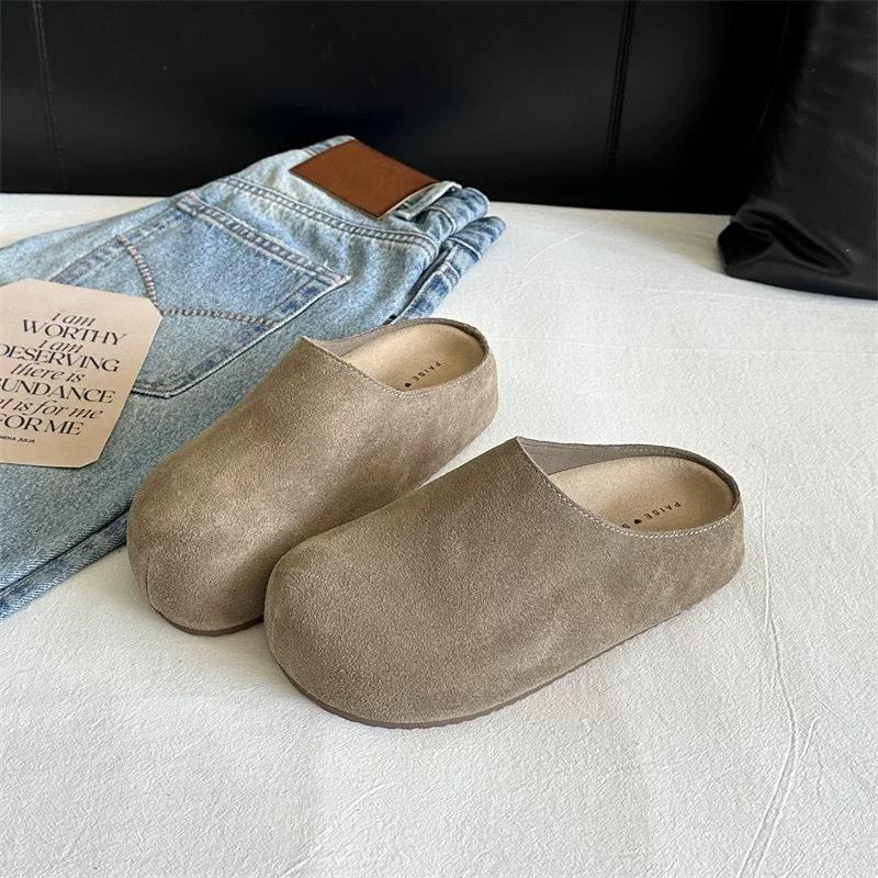 Autumn new fashionable versatile and lightweight women's retro casual one-pedal bag head slippers shoes