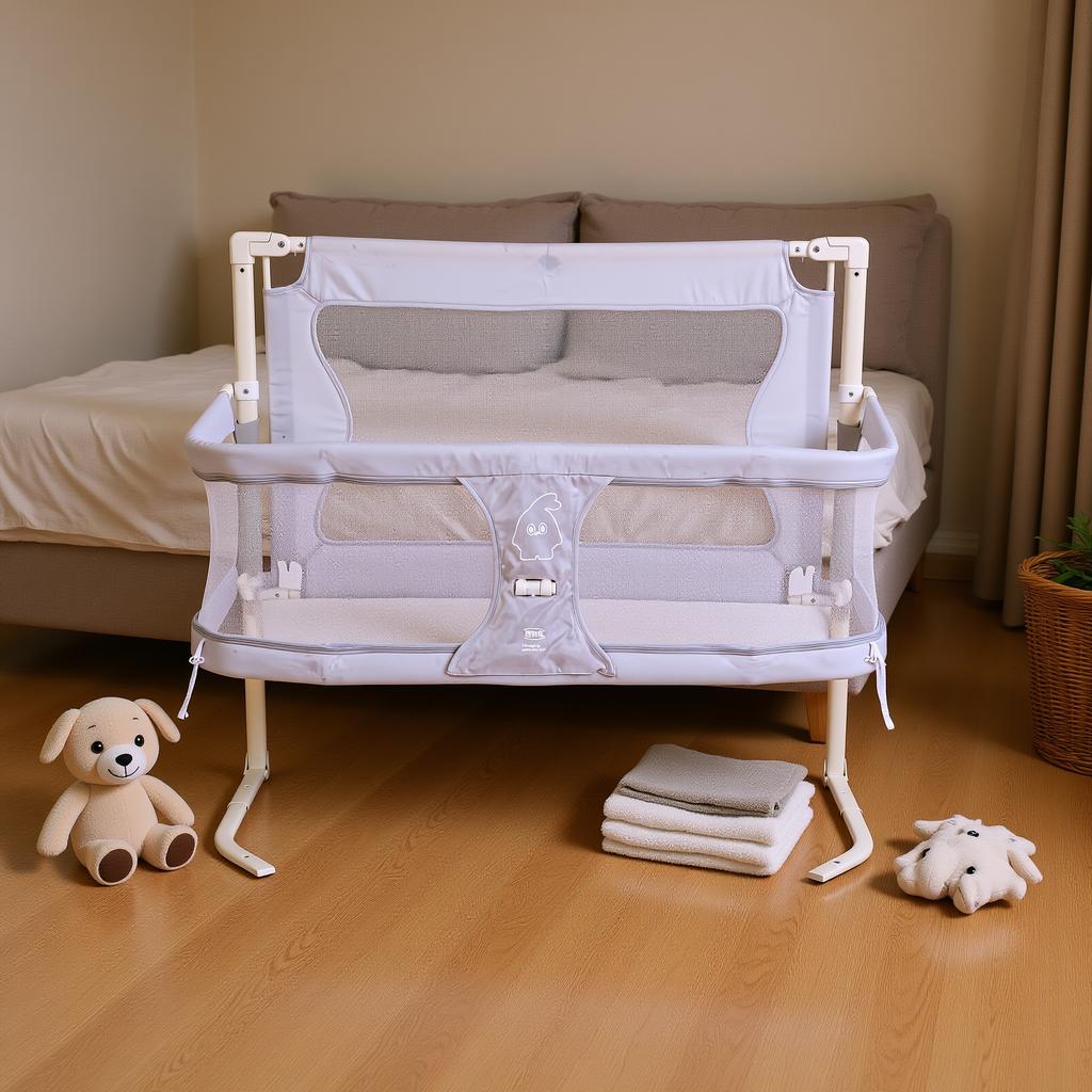 3 in 1 Baby Crib for Newborn Side Bed Guard Portable Foldable Baby Bed Bassinet Bedside Sleeper
