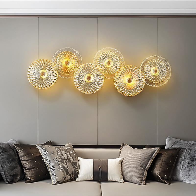 Nordic LED Round Wall Lamp Light Luxury Glass Ceiling Lights Combination for Living Room TV Background Bedside Corridor Aisle