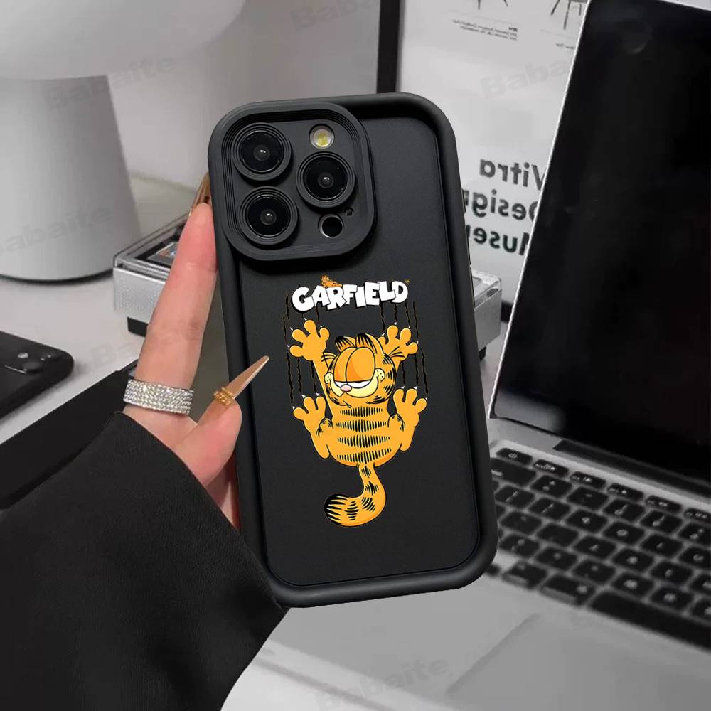 

Cute Cartoon G-garfield Cat Phone Case For IPhone 16 15 14 Plus 13 12 11 17 Pro Max Pro Soft Cover iPhone 12