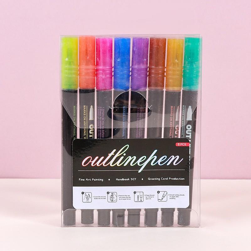 Traum-Doppellinien-Metall-Umriss-Tagebuchstift - 36 fluoreszierende Farben