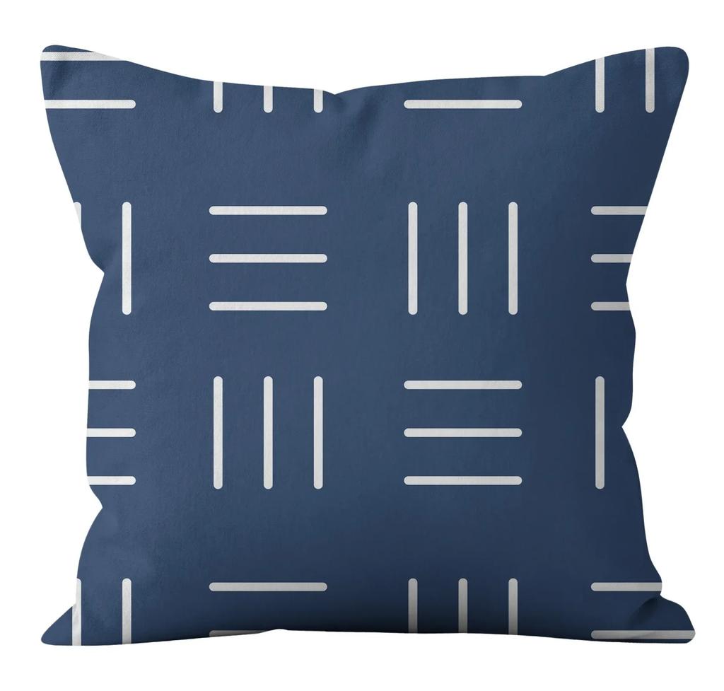 Modern Fashion Nordic Sofa Simple Cushion Cover Living Room Decoration Pillow Cover Navy Blue Geometric Pillow Cover