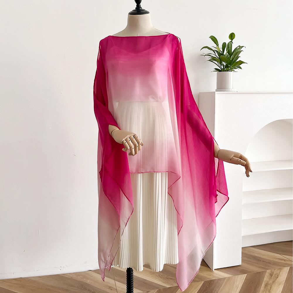 Travel Vacation Photo Summer New Chinese Sunscreen Shawl Women Thin Temperament Cape Cape Gradual Change Women
