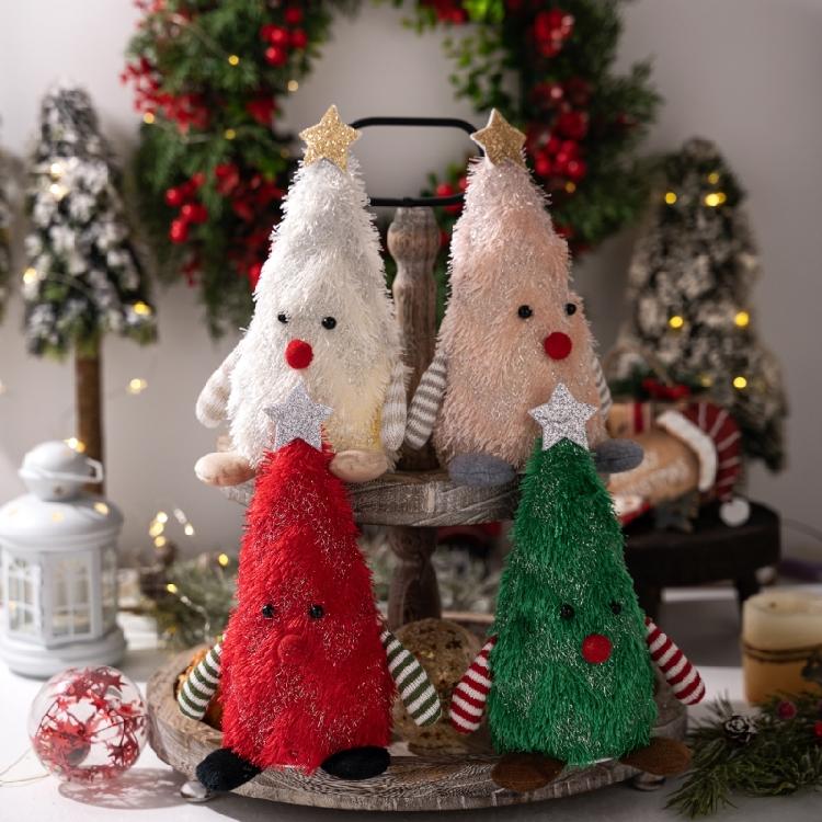 No Cord Needed Plush Christmas Tree Decors with Gentle Light Kids Room Holiday Decoration for Night Ambiances