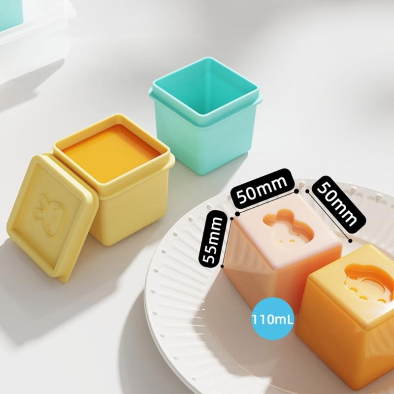 Dishwasher Safe Baby Food Storage Container 6 Grids Silicone Snacks Organizers Freezer To Microwave Snacks Box With Lid