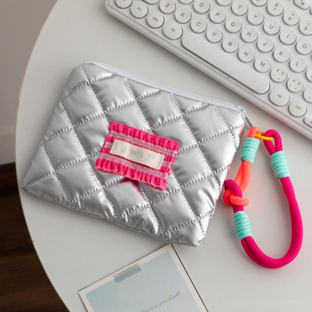 New Silver Color Coin Purse Cotton Hanging Rope Small Item Bag Heart Shape Cosmetic Bag