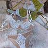 Vintage Splice Sada spodního prádla Sexy Ultratenká Krajka Květiny Výšivka Sada podprsenky Ženy Prodyšné Intimní prádlo Lingerie Francouzská Romantická
