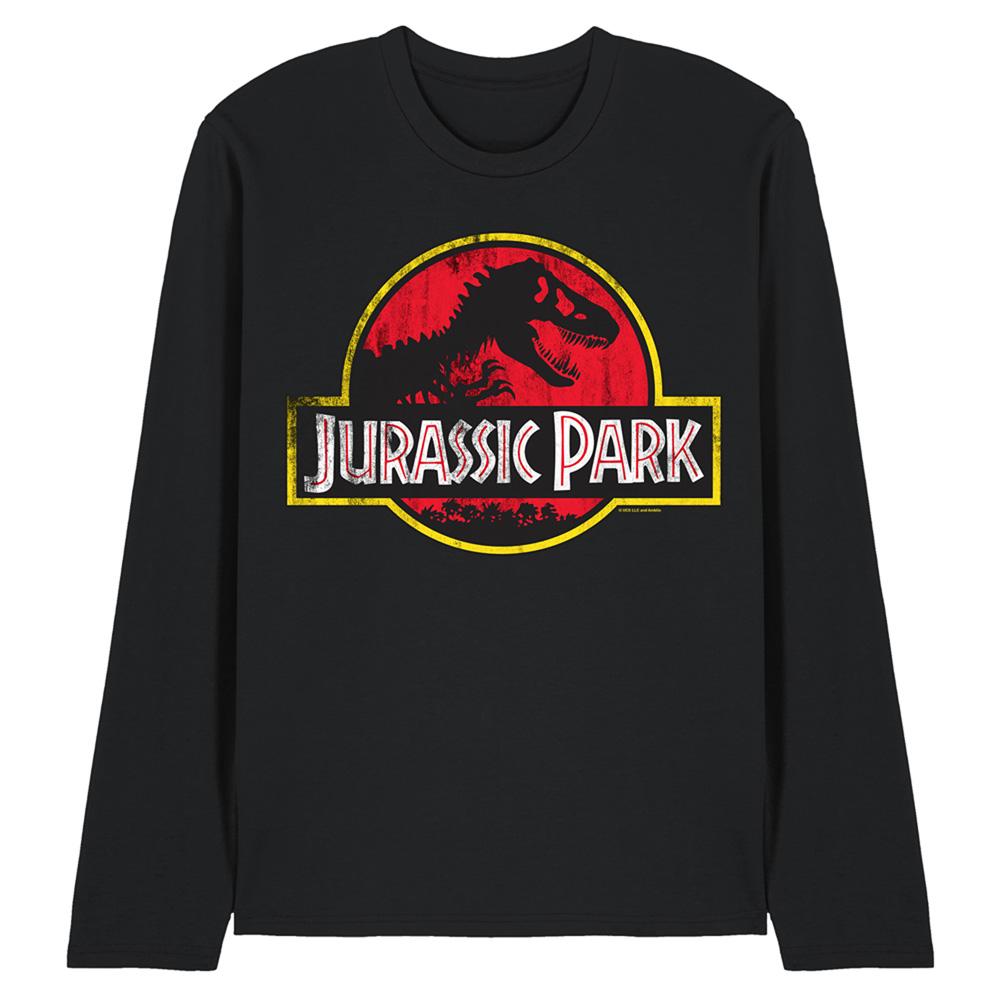 JURASSIC PARK Unisex Adult Distressed Logo Long-Sleeved T-Shirt
