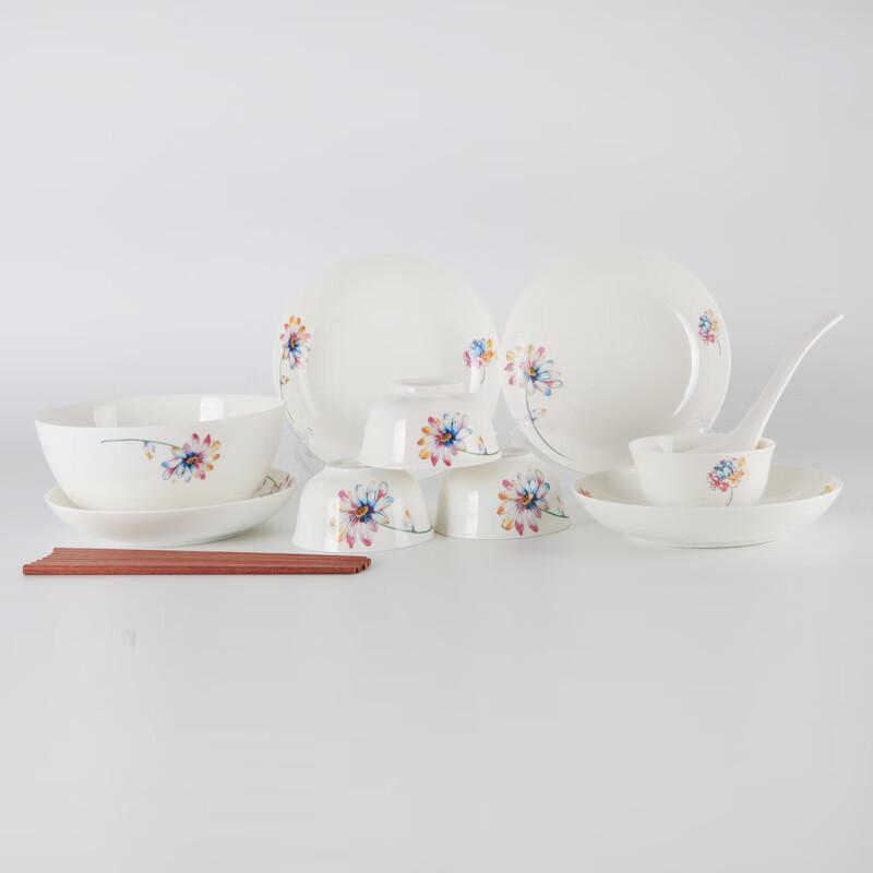 Tang Dynasty Charm Floral Ceramic Rice Bowl Set