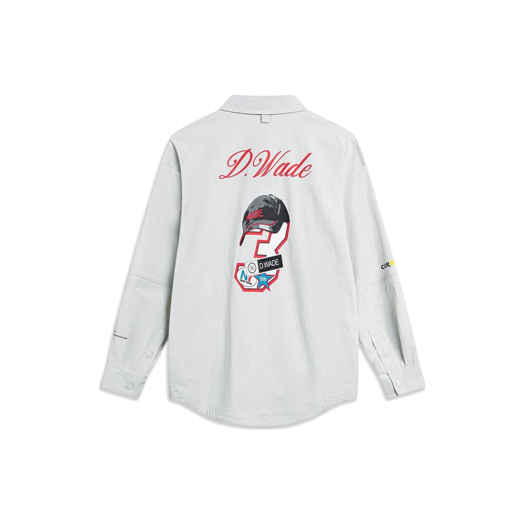 Li-Ning Wade Series Graphic Print Loose Casual Jacket Men Outerwear Cuan-Stone-Grey AFDT511-3