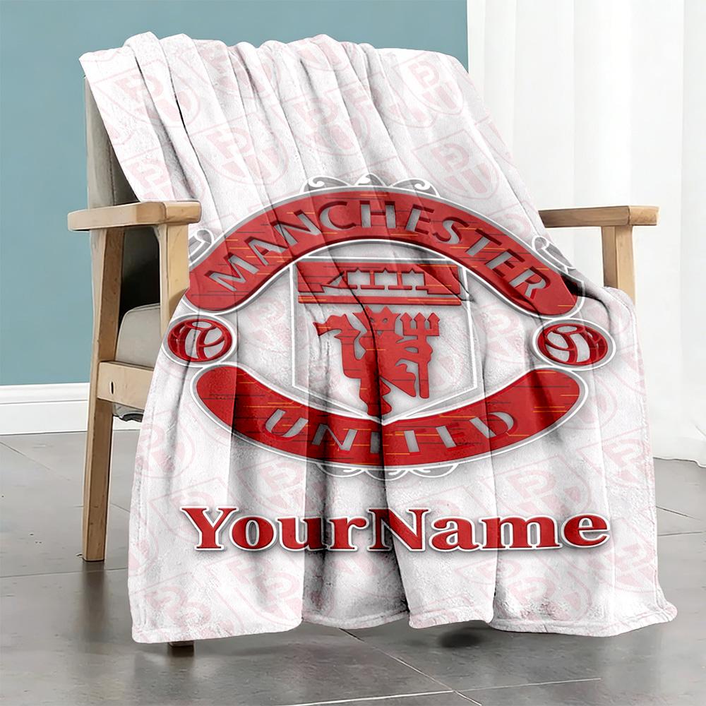 Manchester Personalized Text Blanket Gift Customizable Blanket Soft Warm Cozy Versatile for Bed Office Chair Office Chair Four Seasons Universal