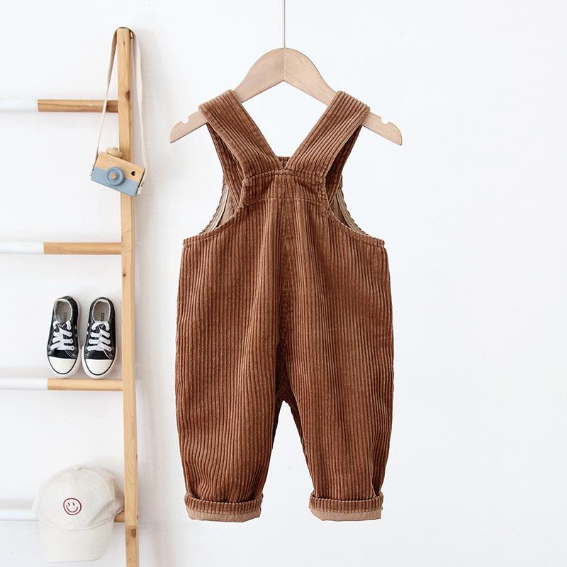 Korean Kids' Corduroy Overalls with Crotch Opening (0-3 Years) - 2026 New Style