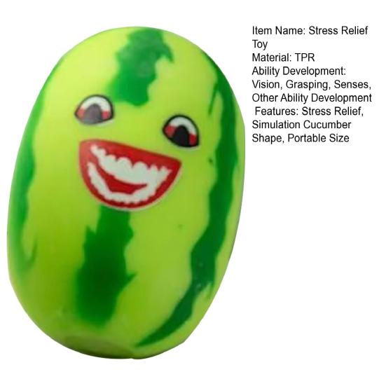 Stress Relief Simulation Cucumber Toy Anti-Anxiety Cartoon Watermelon Squeeze Toy Stretchy Vegetable Fidget Sensory Toy Office Worker Gift