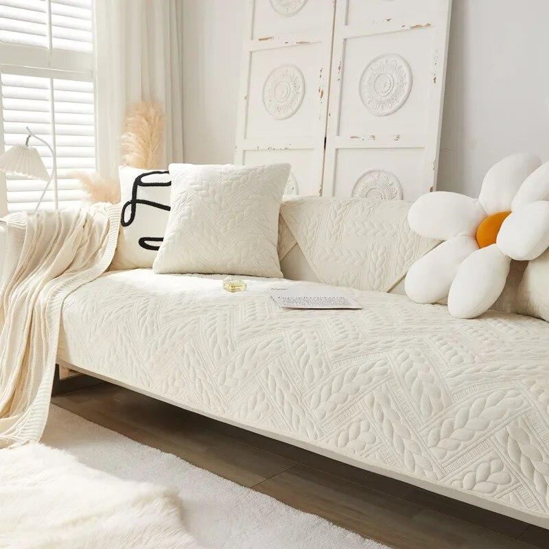 Thickened Plush Sofa Cover Cushion Embroidered Sofa Mat Non Slip Dustproof Couch Towel for Living Room Universal Sofa Slipcovers