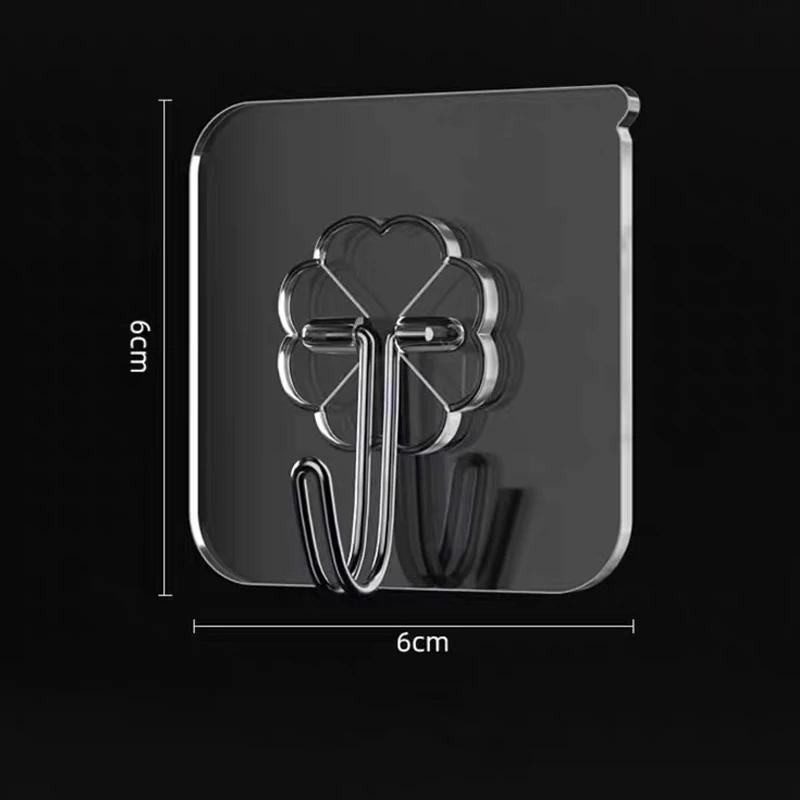 Strong Self Adhesive Hooks Punch-free Door Wall Hangers Suction Heavy Load Rack For Kitchen Bathroom Accessories