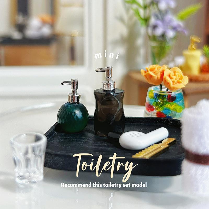1 Set Diy Miniature Hobby Projects Mini Dollhouse Toiletry Kit With Realistic Details Perfect For Doll House Bathroom Decor
