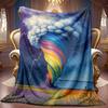 A Cozy Fleece Blanket Featuring a Rainbow Tornado Design, Soft High-Definition Digital Printing, a Cooling Blanket Suitable for All Seasons, Perfect A