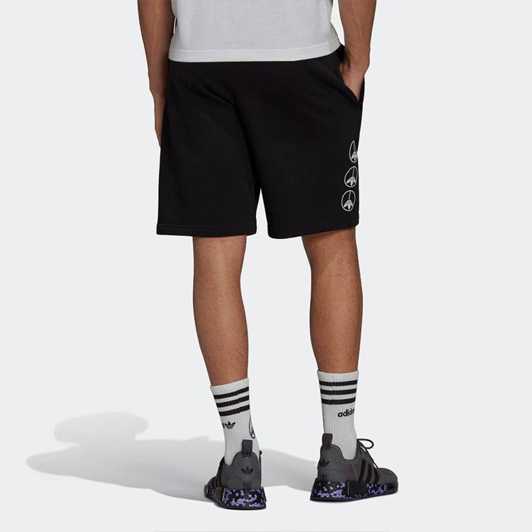 Adidas Originals Solid Logo Print Straight Leg Casual Sports Shorts Men Shorts Black HF4897