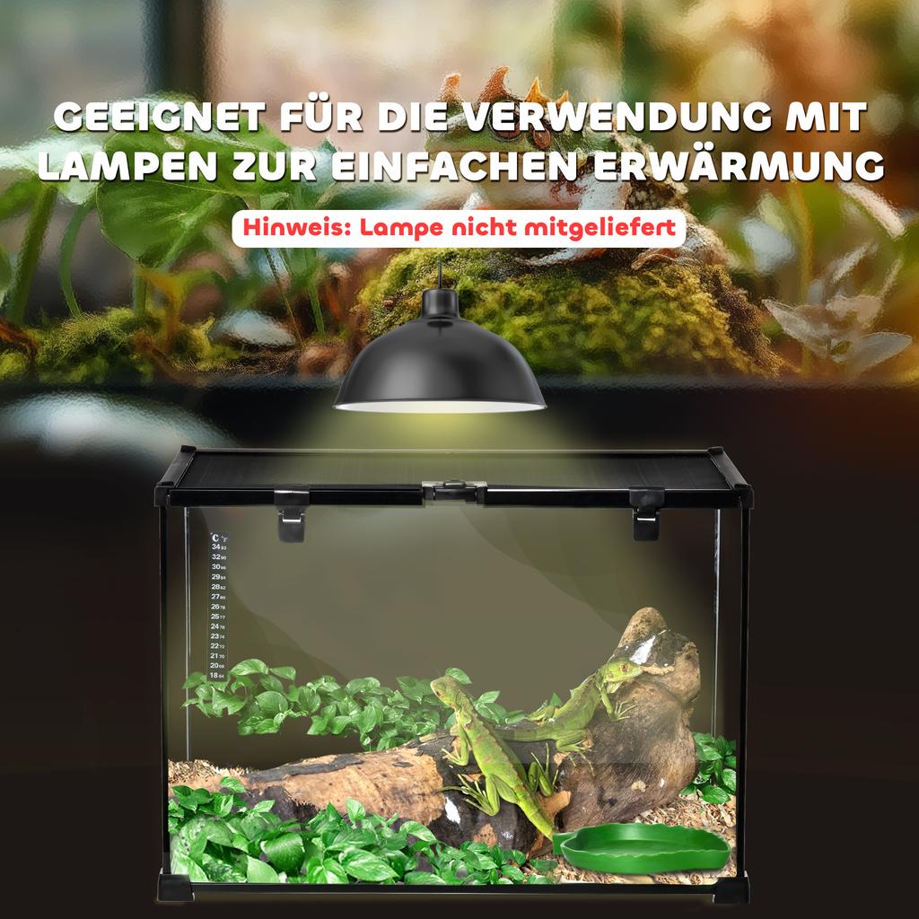 Glass Reptile Terrarium Insect Breeding Tank Vivarium Habitats with Thermometer for Lizards, Horned Frogs, Snakes, Spiders - Large 50 x 30 x 35cm