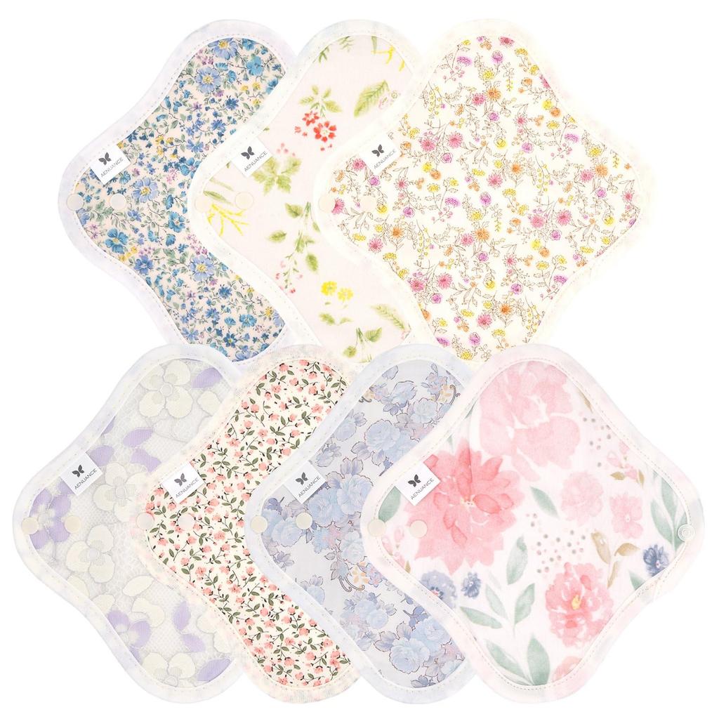 AENUANCE Cloth Pads for Mild Urinary 2cc Incontinence, 7-Piece Set, Thin, Absorbent, Capacity, SS, Non-Waterproof, AESST-7P-V01