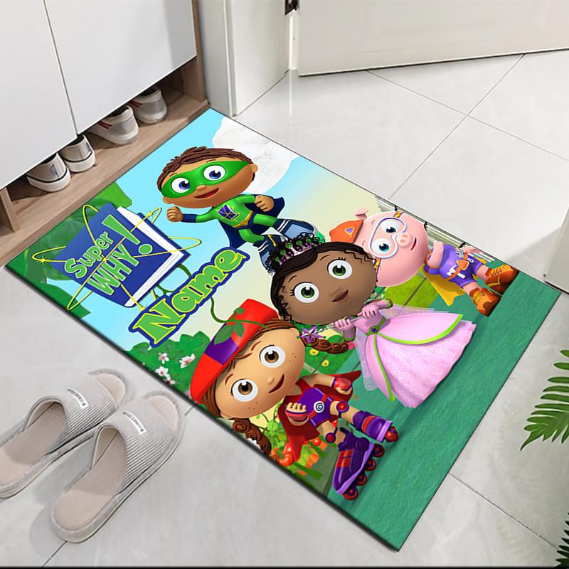 Custom Name Super Why Printed Carpet, for Office Chair Living Room Bedroom Kitchen Room Decor Gifts.